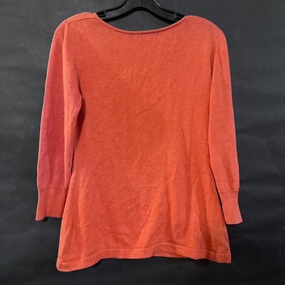Peruvian Connection Size Small Sweater Cardigan Henley Coral Orange Pima Cotton - Picture 6 of 6